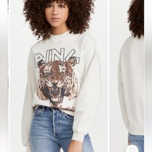 Anine Bing White Tiger Graphic Sweatshirt